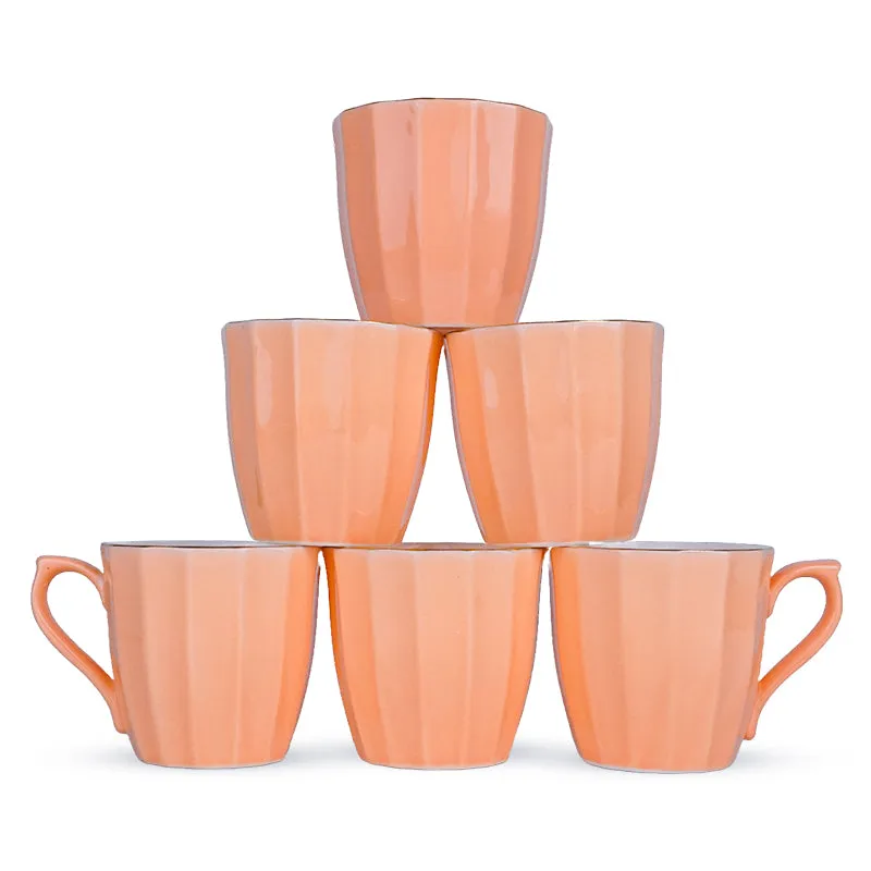Ereva Porcelain Tea Cup (200 mL Each)/Orange)- Set of Six media 5