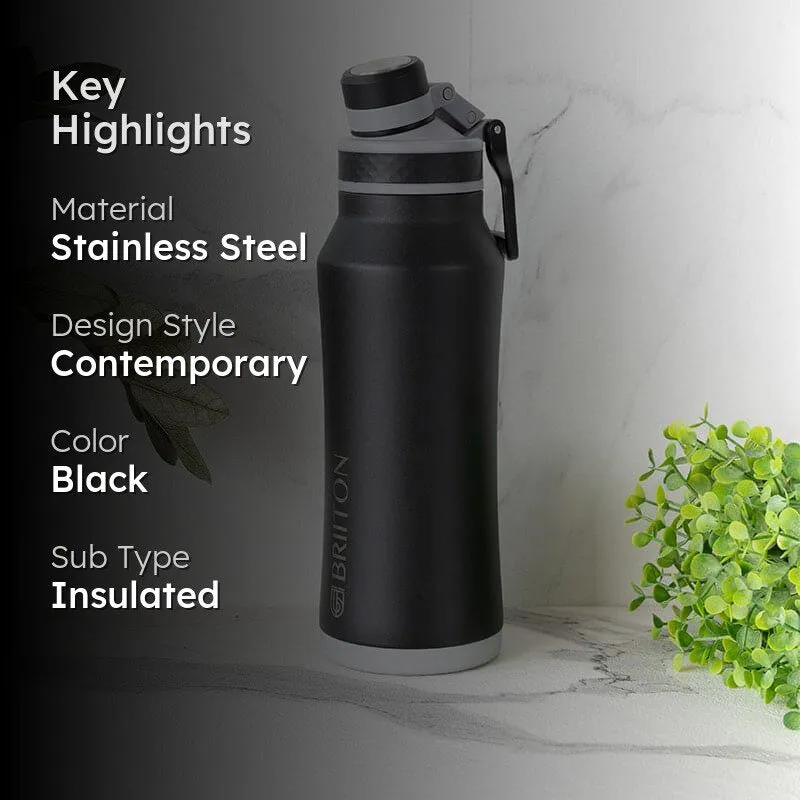 Hydrate Wonder Hot & Cold Thermos Water Bottle (Black) - 1000 mL media 2