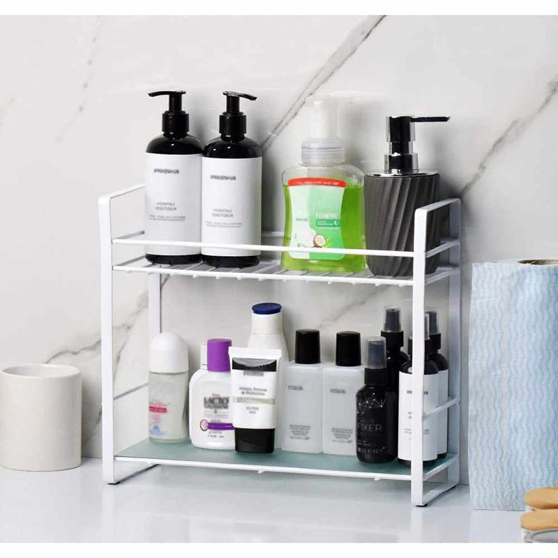 Stow Stack Two Tier Metal Rack With Glass Bottom media 5