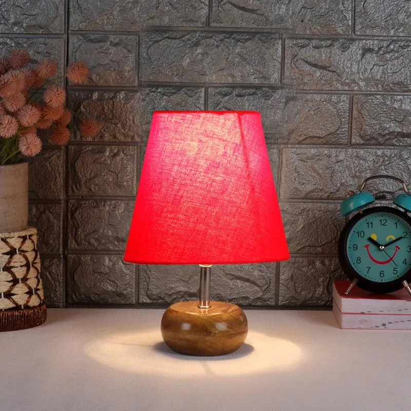 Astrova Fabric Table Lamp - Red,Brown media 1