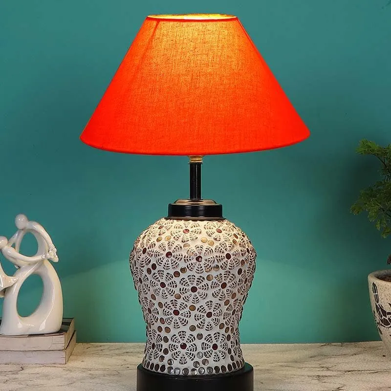 Solid Fusion Fabric Table Lamp - Orange,White media 1