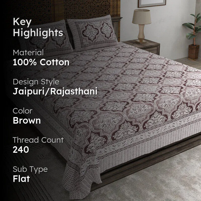 Craftva Cotton Bedsheet (Brown) - 240 TC media 2