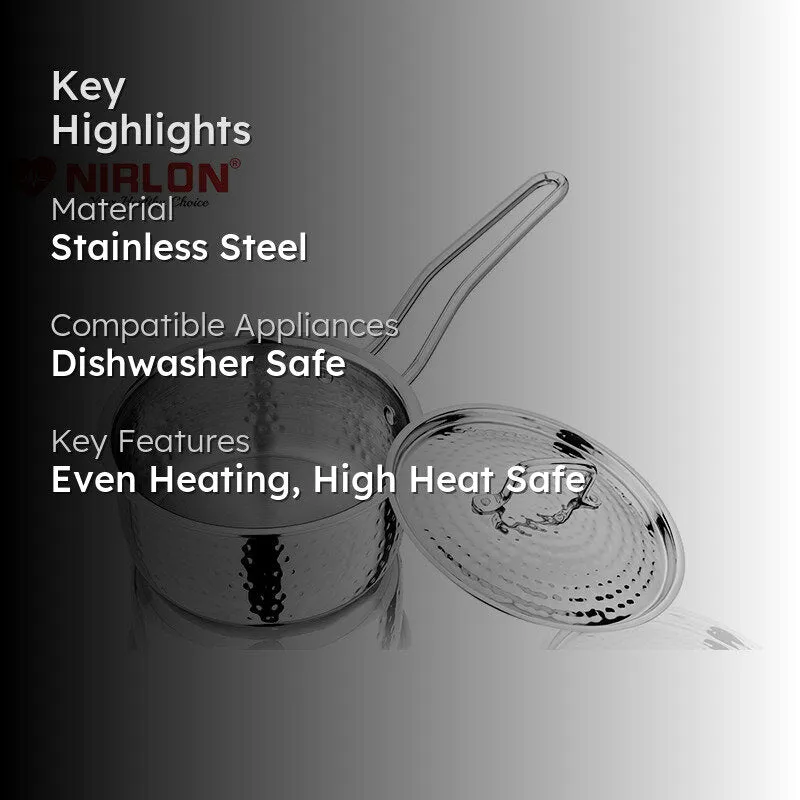 Nirlon Hammered Steel Saucepan With Lid - 1200 ML/6 Inches media 2