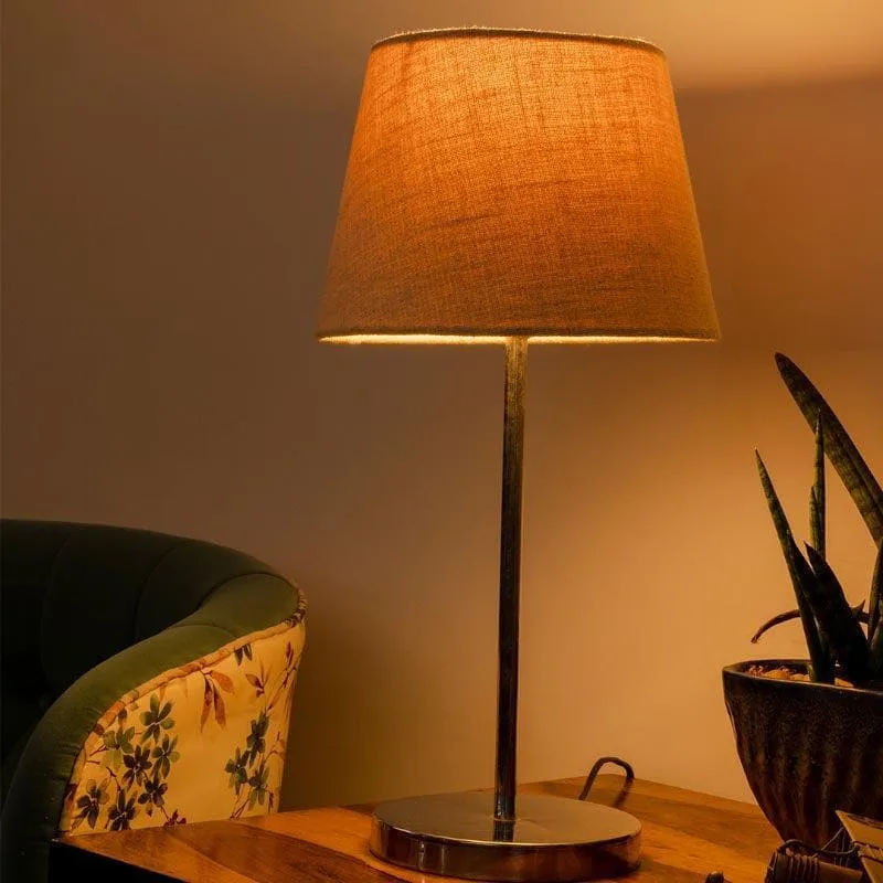 Classy With Twist Metal Chrome Fabric Table Lamp - Beige,Silver media 1