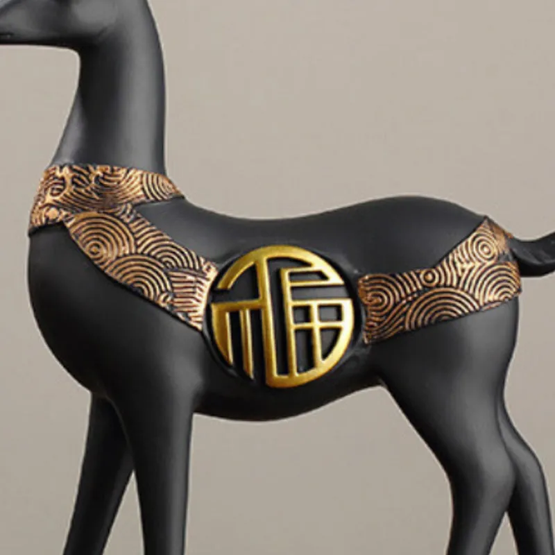 Chrystal Stag Showpiece (Black) - Set Of  Two media 7