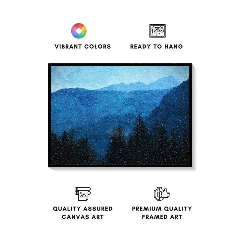 Forest Landscape & Fog Canvas Painting - Black Frame media 4