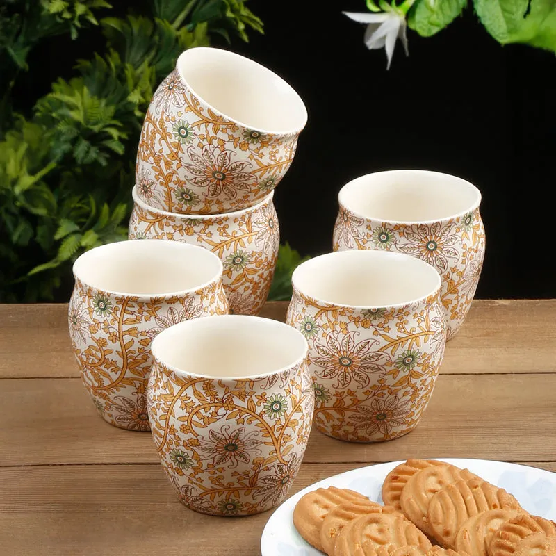 Medley Handcrafted Ceramic Kulhad (220 mL) - Set Of Six media 1