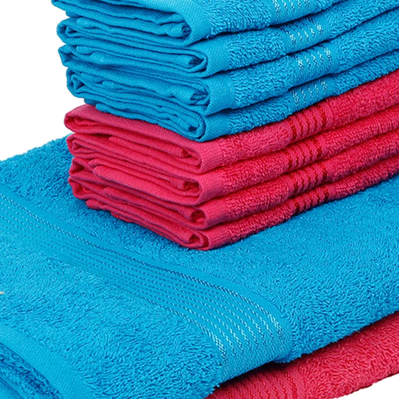 Comfora Bath & Face Towel Set (Blue,Pink) - Ten Piece Set media 5