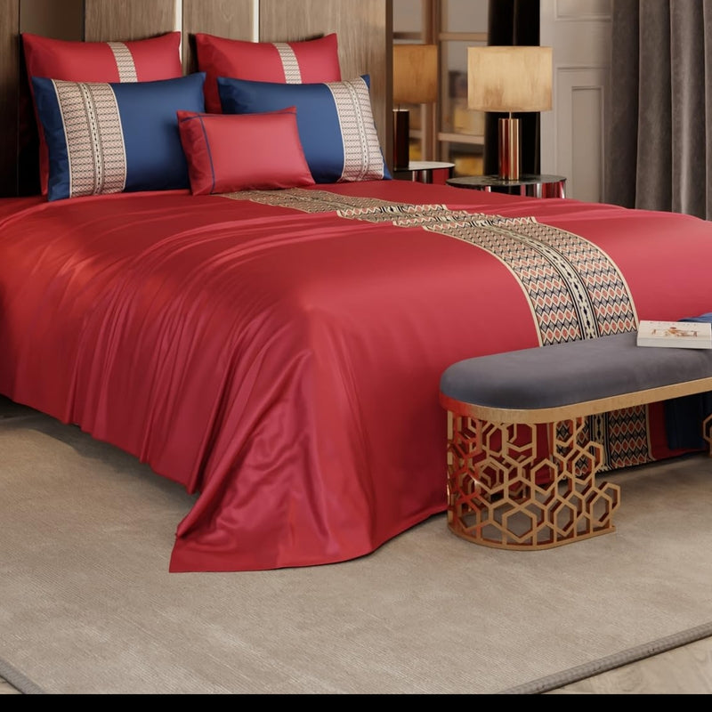 Crown of Versailies Satin Bedsheets (Red) - 150 GSM - King