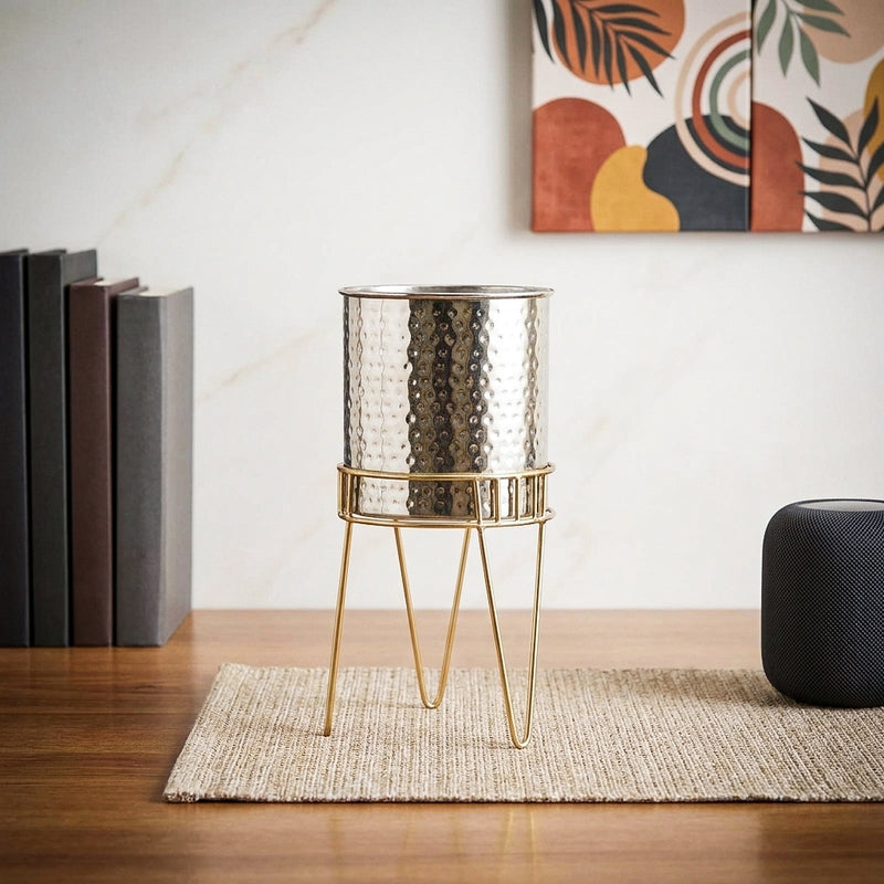 Zenva Stainless Steel Planter - Silver & Gold