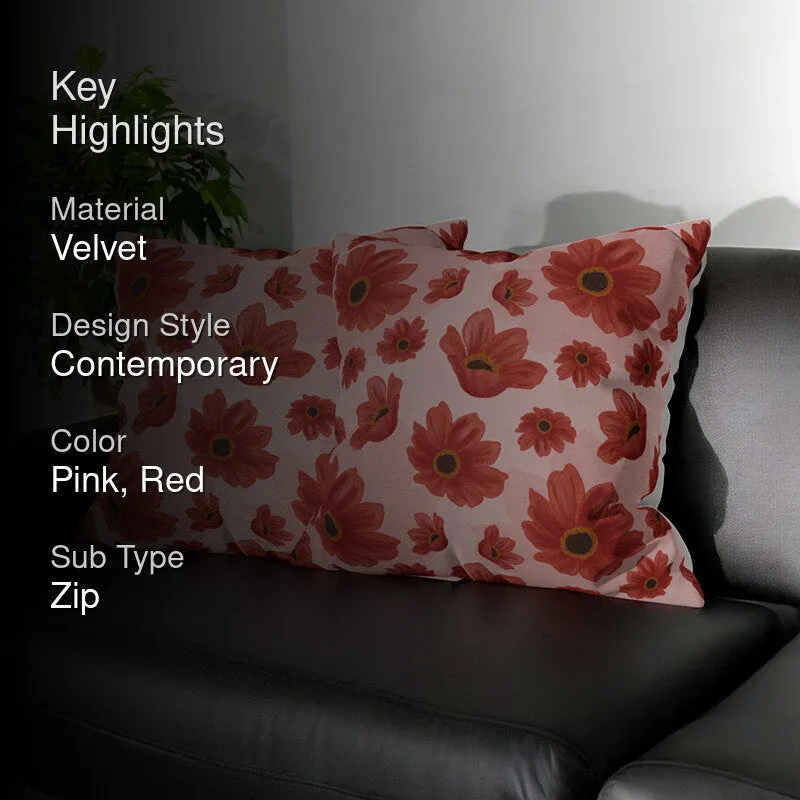 Floating Florals Velvet Cushion Cover Set - Set Of Two media 2