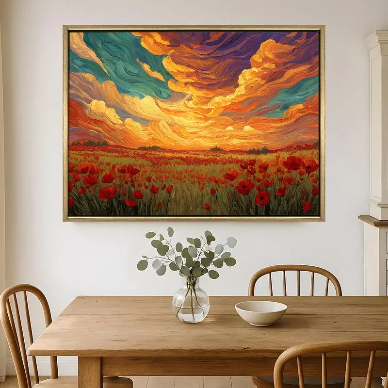 Poppy Horizon Canvas Wall Painting With Frame media 1