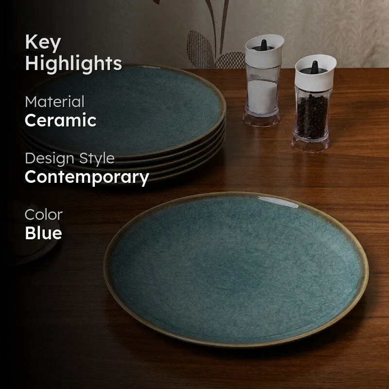 Ceramic Dinner Plates (Aqua Blue) - Set of Six media 2