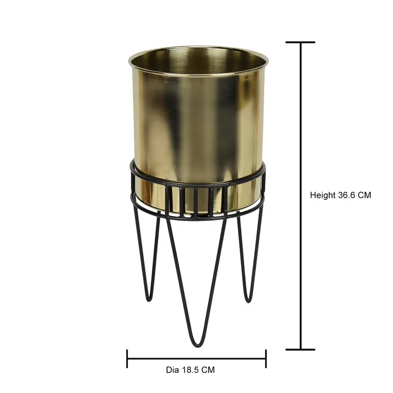 Zenva Stainless Steel Planter - Gold & Black media 5