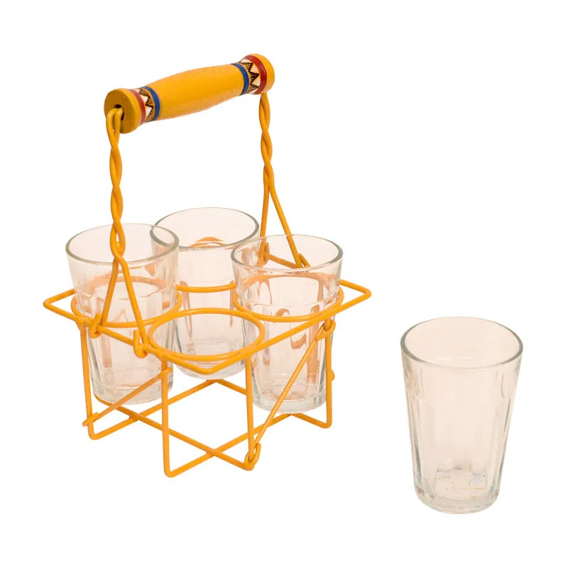 Saanvi Handpainted Glass With Holder (75 ML) - Five Piece Set media 3
