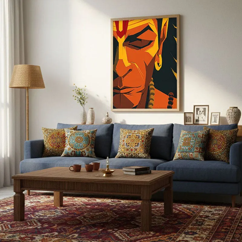 Powerful Bajrangbali I Archival Paper Wall Art - Natural Brown Frame media 4