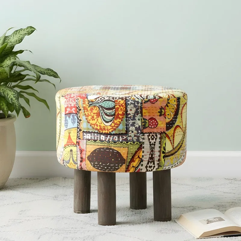 Bverix Acacia Wooden Ottomans - Multicolor media 1
