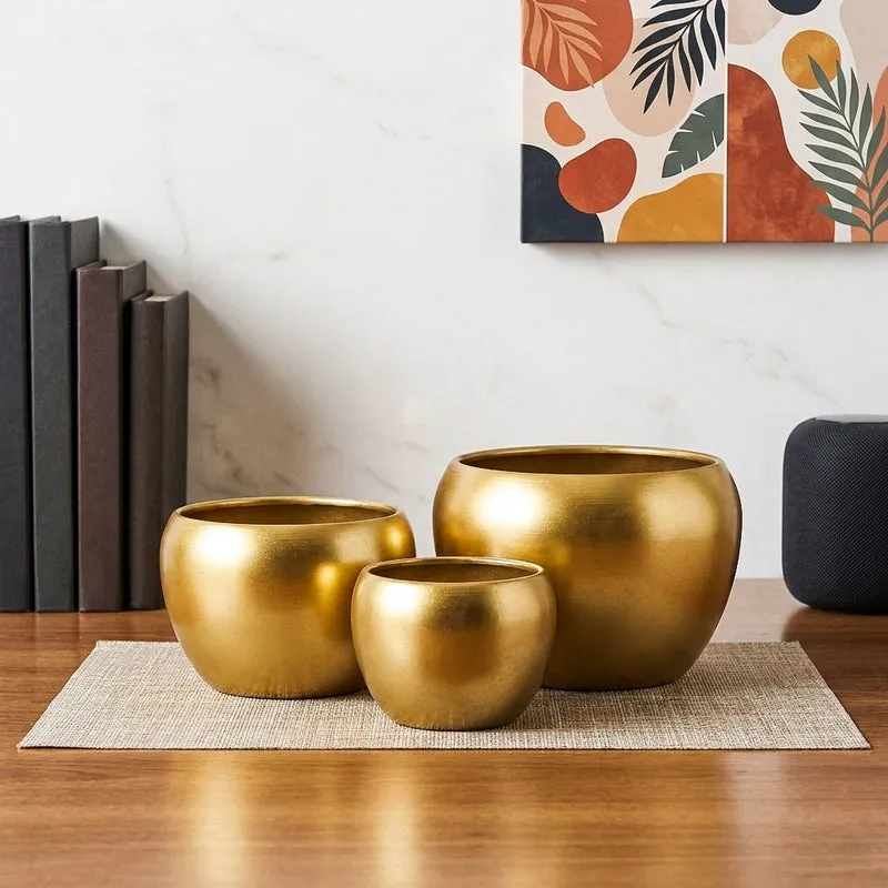 Applo Pine Planter (Gold) - Set Of Three media 1