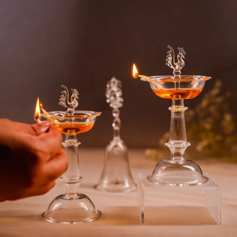 Deepjyoti Glass Diya - Set Of Two media 5