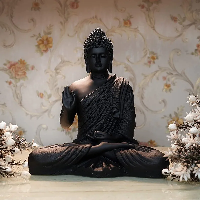 ZenAura Meditating Buddha Marble Showpiece - Black - 3