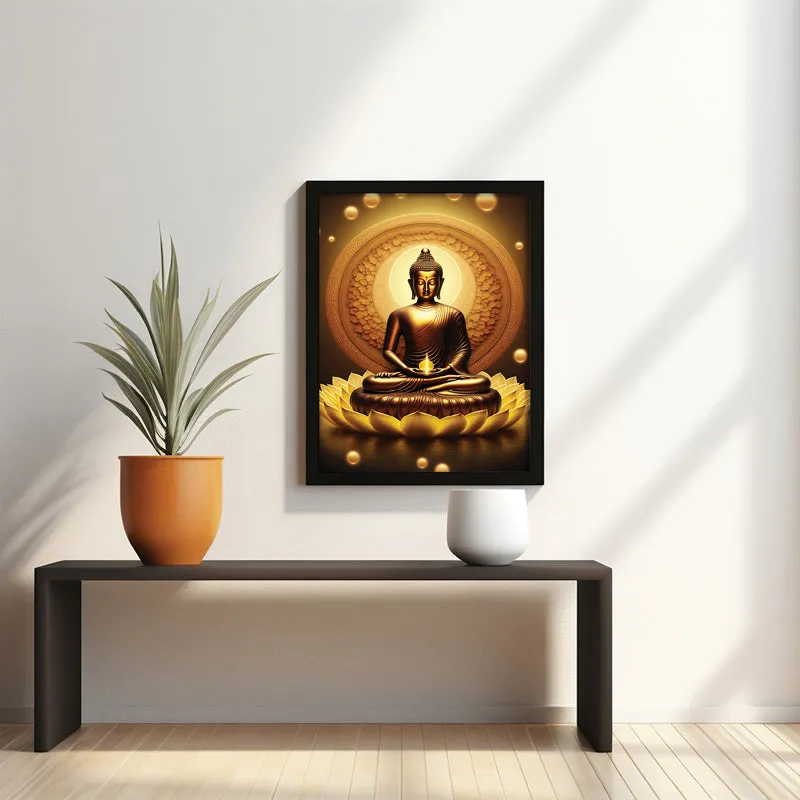 Golden Serene Buddha Wall Art media 1
