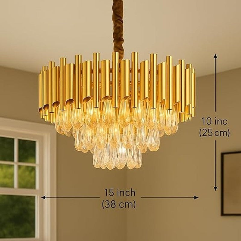 Diamond Cascade Metal Chandelier - Gold media 5