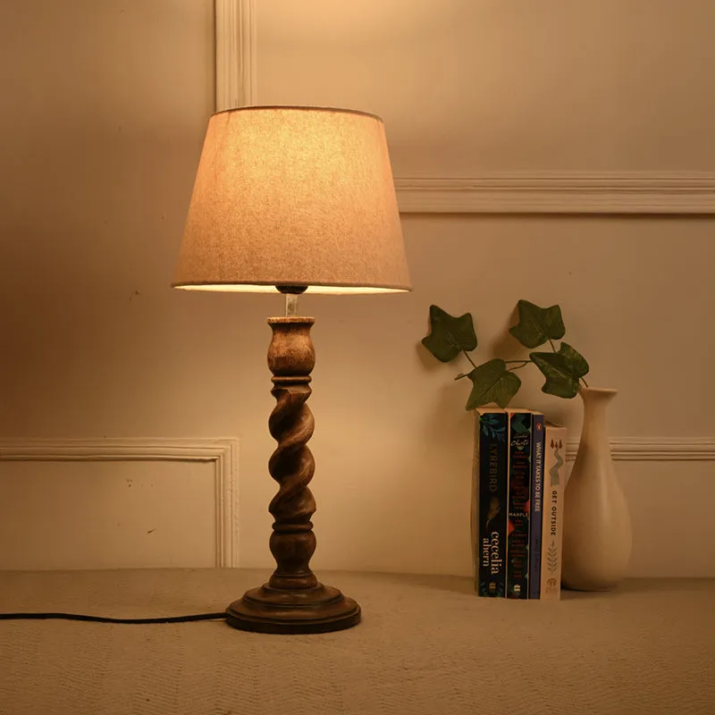 Spira Cone Cotton Table Lamp - Beige,Brown media 1