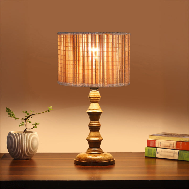 Bambouin Timber Wooden Table Lamp - Beige,Brown