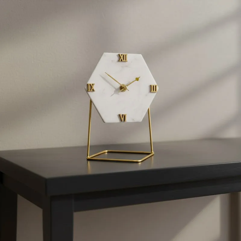 Carrara Chronos Marble Table Clock media 4