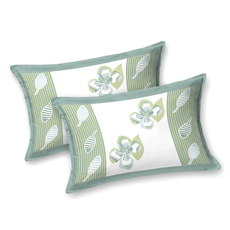 Royal Style Cotton Bedsheet (Green,White) - 120 TC media 3