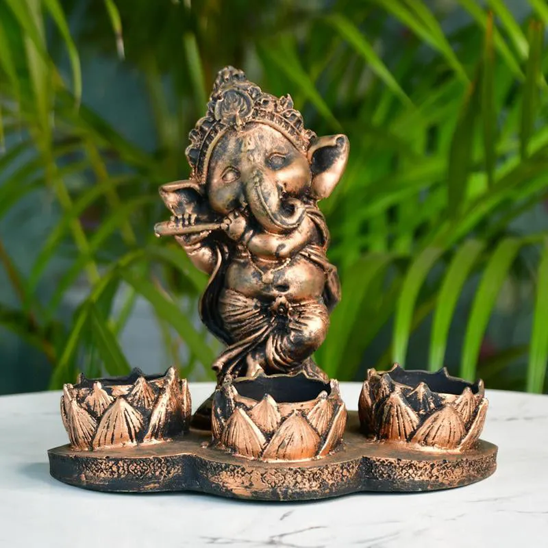 Little Copper Ganesha Tealight Candle Holder media 5