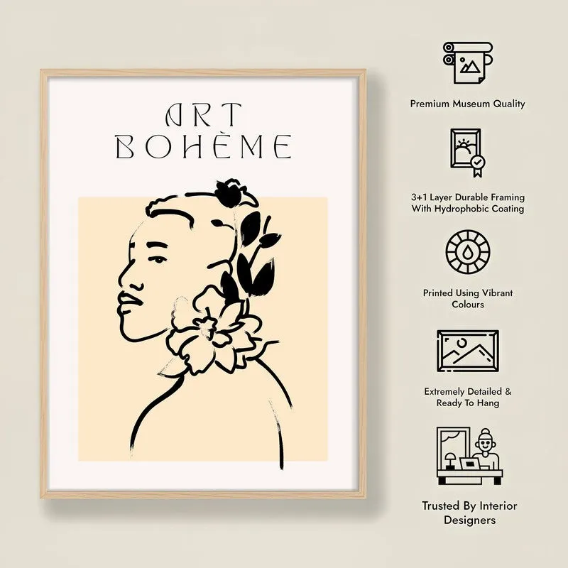 Serene Florals Canvas Wall Painting With Brown Frame media 10