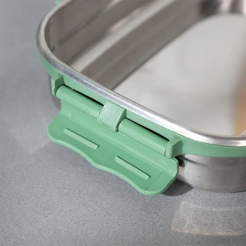 Crave Master Green Steel Lunch Box With Pouch (800/150 mL) - Two Piece Set media 4