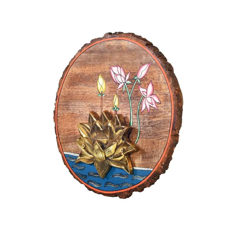 Thyrosin Decorative Mango Wood Golden Lotus Wall Accent media 5