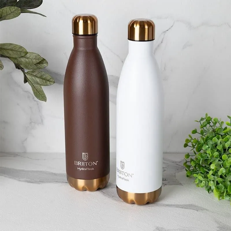 Ferusa Hot & Cold Thermos Water Bottle (Brown & White, 750 mL Each) - Set Of Two media 1