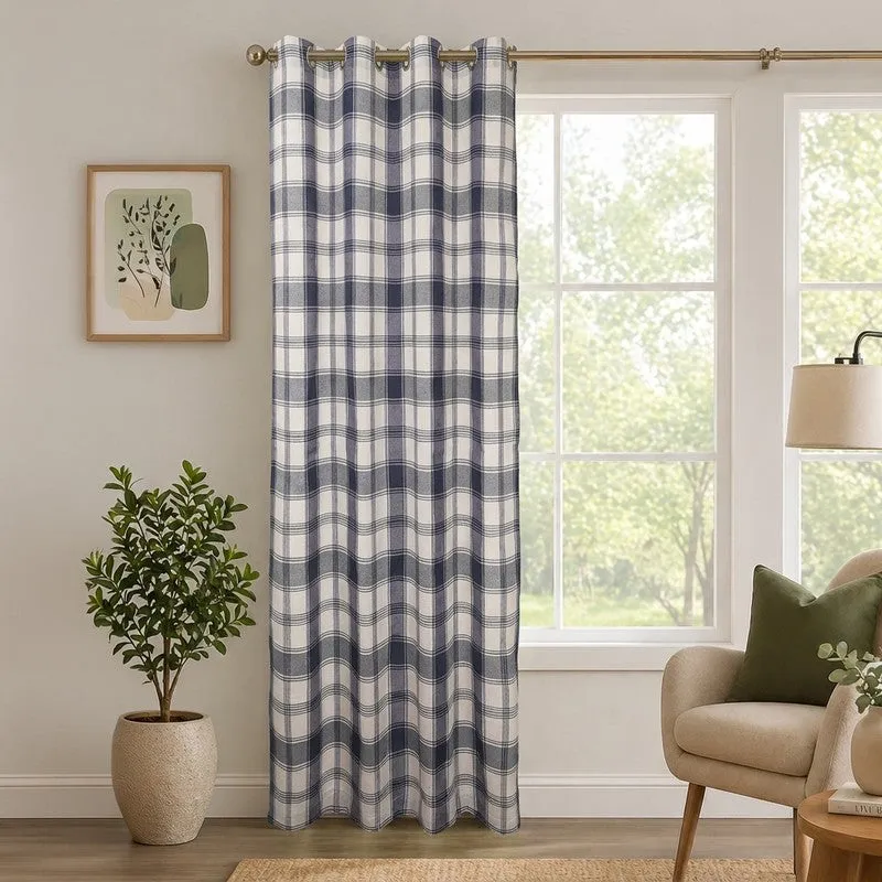 Gridline Drapes Curtain - Navy media 1