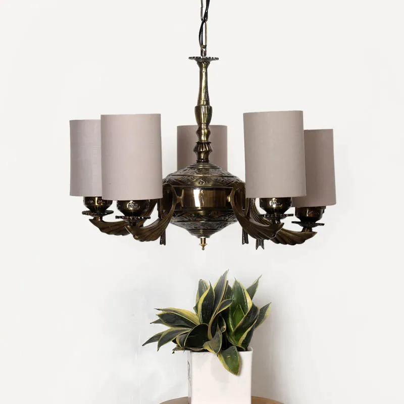 Shard Cylindrical Golden Antique Ceiling Lamp media 2