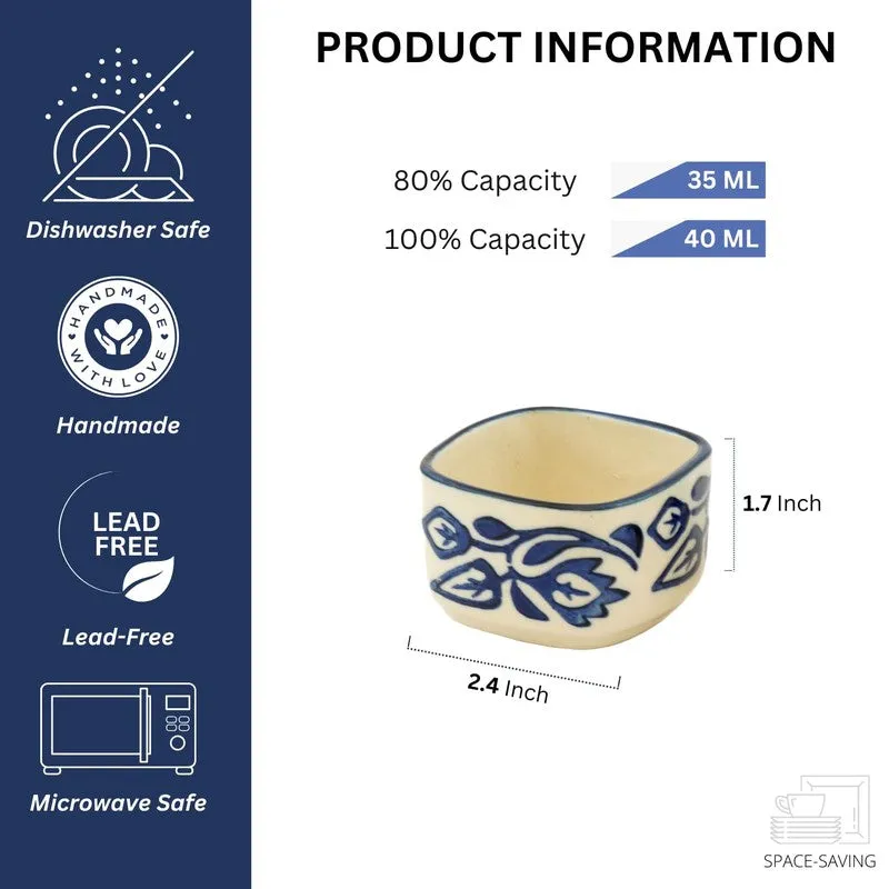 Savorelle Ceramic Dip Bowls (Blue,White ,40 mL Each) - Set Of Six media 6