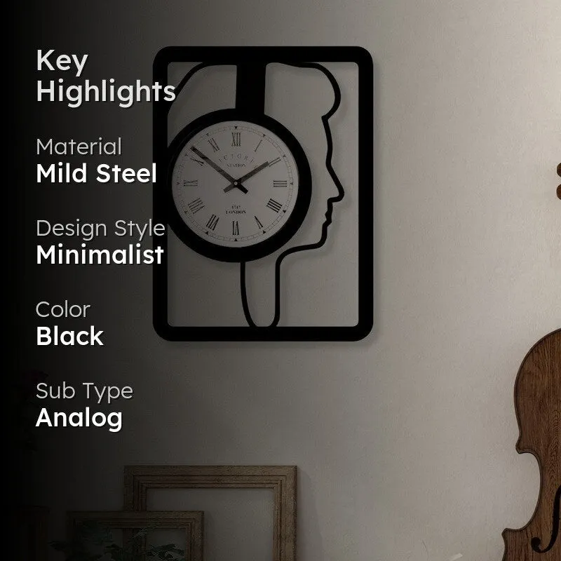 Facestra Steel Analog Wall Clock - Black media 2