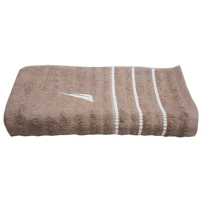 Nautica Oasis Stripe Bamboo Cotton Bath Towel - Brown media 3