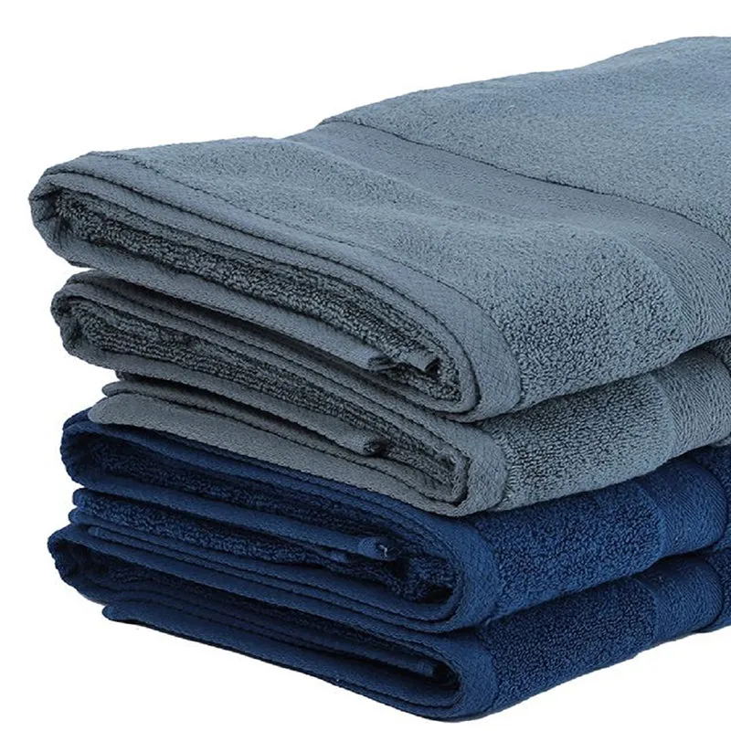 Miorah Bath Towel (Grey & Dark Blue) - Set Of Four media 3