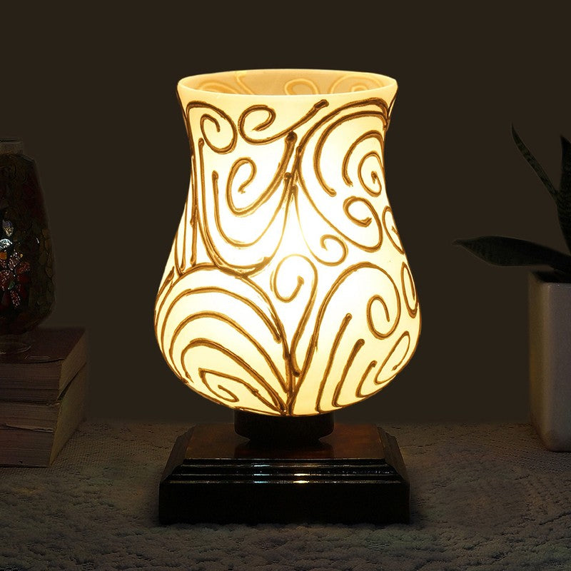 Spark Mosaic Glass Table Lamp - White & Gold