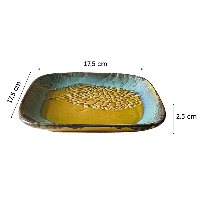 Planar Ceramic Platter - Beige, Teal media 7
