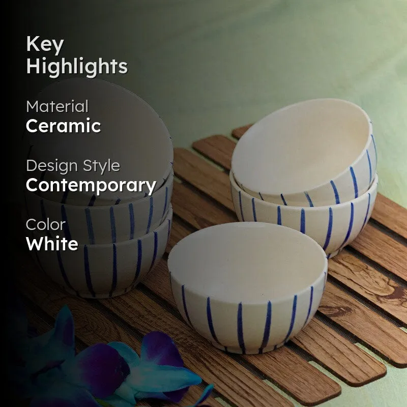 Snackora Ceramic Snack Bowls (White, 150 mL Each) - Set Of Six media 2