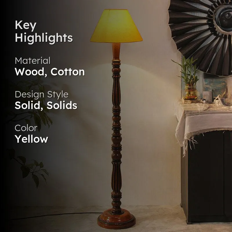 Tira Vintage Wooden Floor Lamp - Yellow media 2