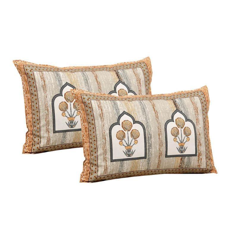Imperial Blooms Cotton Bedsheet (Beige) - 120 TC media 5