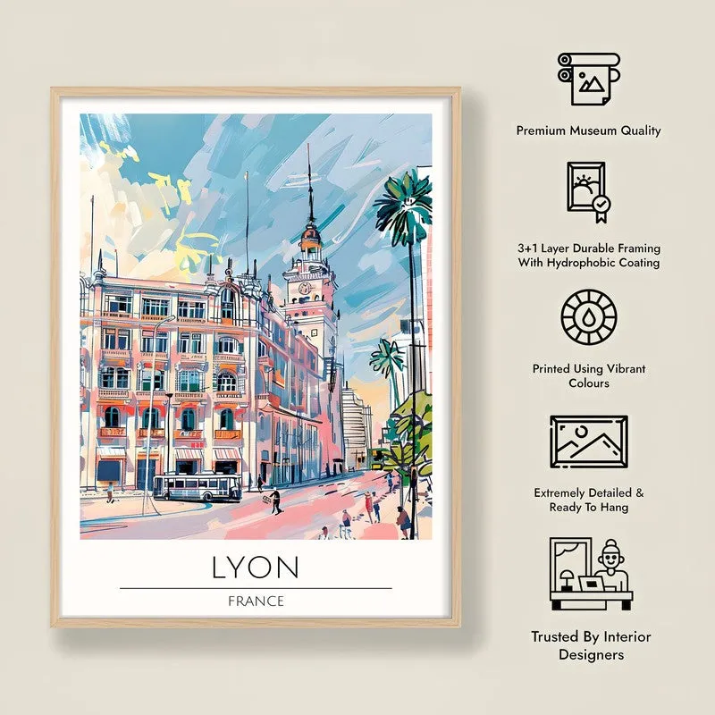 Vintage Lyon Framed Canvas Archival Canvas Wall Painting - Natural Brown Frame media 8