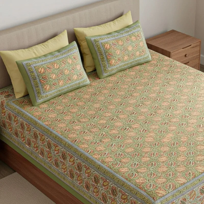 Sadhana Cotton Bedsheet (Light Green) - 180 TC media 3