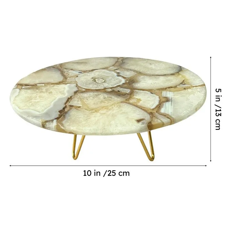 Myrla Handcrafted Agate Cake Stand - White media 7