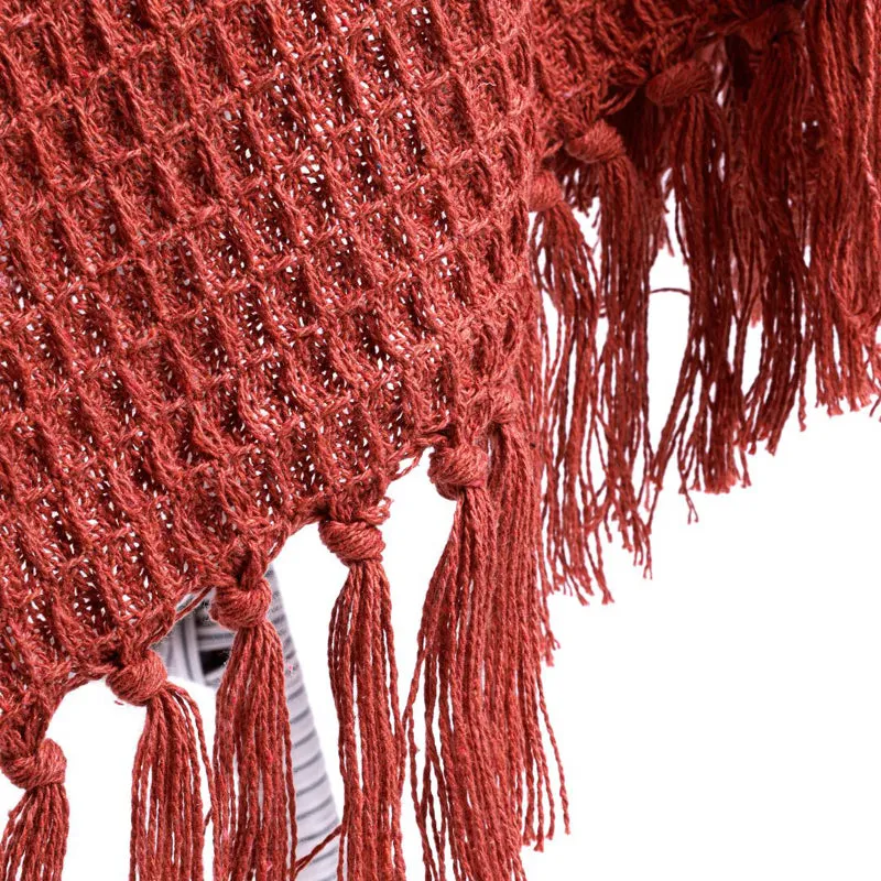 Toffee Mesh Cotton Throw with Tassels - Rust media 4